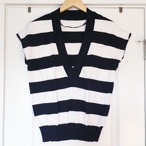 Cotton Navy and white knit top